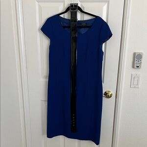Tahari Royal Blue Cap Sleeve Midi Dress